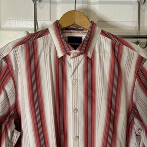 Tommy Bahama Men's Long Sleeve Shirt Large Cotton/Silk Striped Lightweight